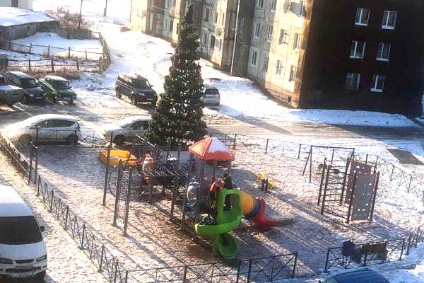 В микрорайонах Петропавловска-Камчатского устанавливают новогодние елки В микрорайонах Петропавловска-Камчатского устанавливают новогодние елки